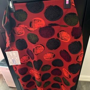 LuLaRoe Red and Black Polka Dot Pencil Skirt
